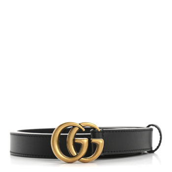 GUCCI Calfskin Double G 20mm Belt 80 32 Black
