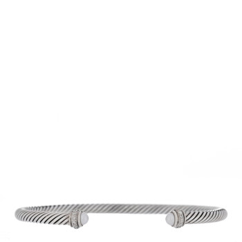 DAVID YURMAN Sterling Silver Diamond Cultured Pearl 4mm Cable Classics Bracelet