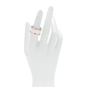 BULGARI 18K Rose Gold White Ceramic B.Zero1 Four-Band Ring 54 6.75
