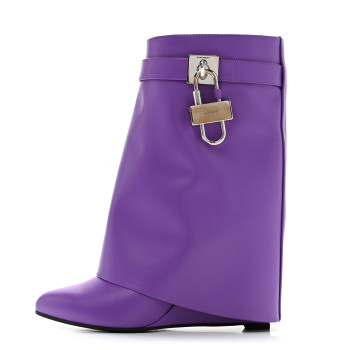 GIVENCHY Calfskin Shark Lock Ankle Boots 38 Ultraviolet