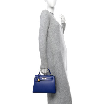 HERMES Box Kelly Sellier 25 Bleu Electrique