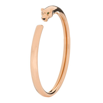 CARTIER 18K Pink Gold Tsavorite Black Onyx Panthere De Cartier Bracelet 16
