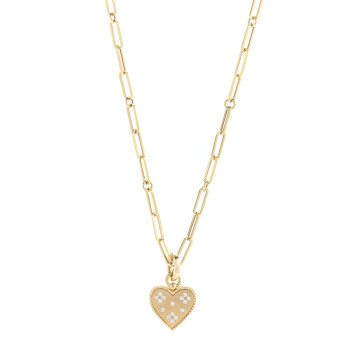 ROBERTO COIN 18K Yellow Gold Diamond Venetian Princess Heart Medallion Charm Necklace