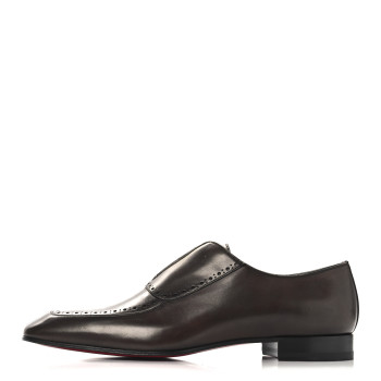 CHRISTIAN LOUBOUTIN Calfskin Mens Lafitte On Flat Loafers 43 Brown