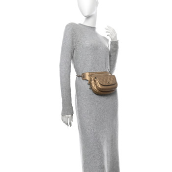 CHANEL Calfskin Quilted Waist Bag Gold