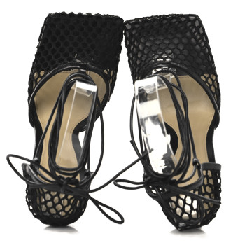 BOTTEGA VENETA Mesh Nappa Stretch Ankle Tie 90mm Sandals 38.5 Black