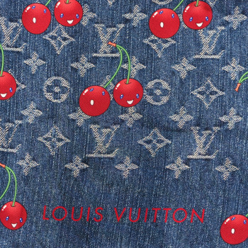 LOUIS VUITTON LV X TM Wool Monogram Cerise Shawl Denim Blue