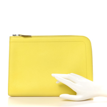 HERMES Epsom Zip Tablet Portfolio Lime