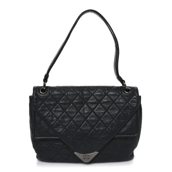 CHANEL Lambskin Quilted Padded Envelope Flap Black