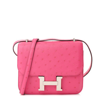 HERMES Ostrich Constance 18 Rose Shocking