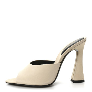 SAINT LAURENT Crepe De Chine Suite Mule Sandals 37 Pale Sand