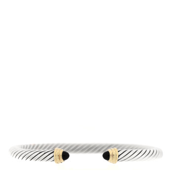 DAVID YURMAN Sterling Silver 14K Yellow Gold Black Onyx 5mm Cable Classics Petite Color Bracelet