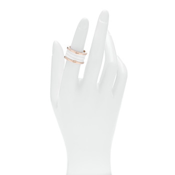 BULGARI 18K Rose Gold White Ceramic B.Zero1 Four-Band Ring 52 6