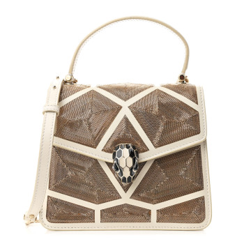 BULGARI Calfskin Million Chain Motif Serpenti Forever Top Handle White