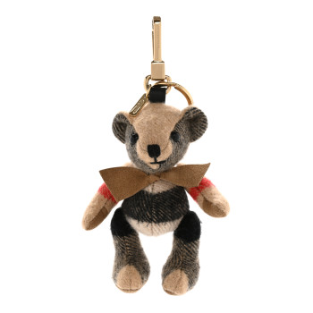 BURBERRY Cashmere Vintage Check Thomas Bear Bag Charm Antique Yellow