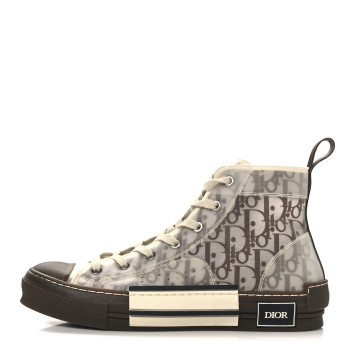 CHRISTIAN DIOR Technical Canvas Oblique Mens B23 High Top Sneakers 41 Brown Beige
