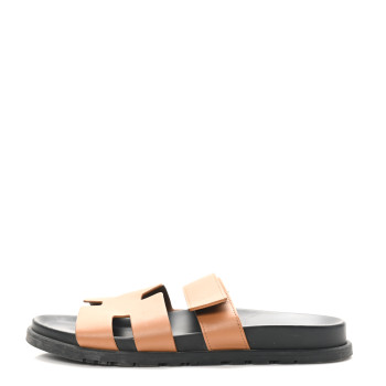 HERMES Calfskin Mens Chypre Sandals 40 Naturel