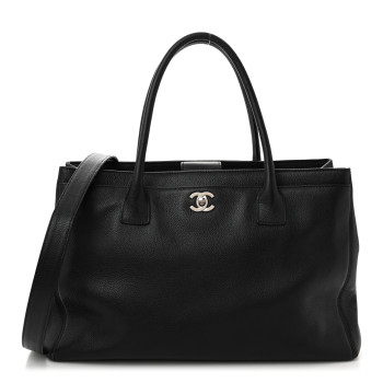 CHANEL Calfskin Cerf Executive Shopper Tote Black