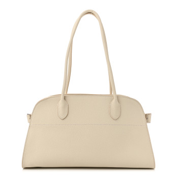 THE ROW Matte Grained Calfskin Margaux Shoulder 12 White