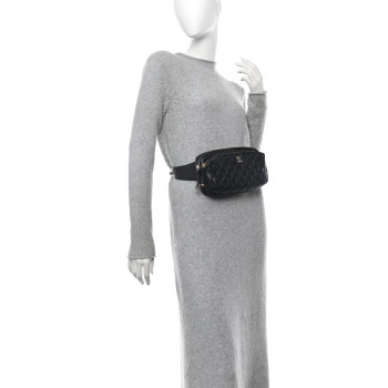 CHANEL Calfskin Quilted Waist Bag Black