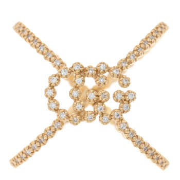 GUCCI 18K Yellow Gold Diamond Running G Cross Pave Ring 52 6