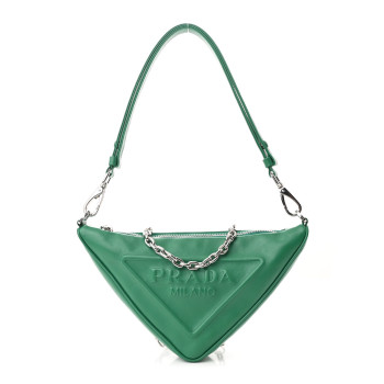 PRADA Grace Lux Triangle Logo Embossed Mini Triangle Bag Mango