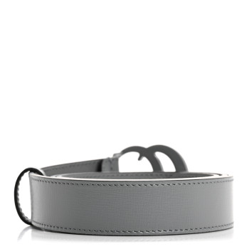 GUCCI Azalea Calfskin Enamel Monochrome Double G 30mm Belt 85 34 Deep Grey