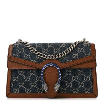 GUCCI New Denim GG Monogram Dollar Calfskin Enamel Small Dionysus Shoulder Bag Blue Tea Cuir Epilog Electric Blue