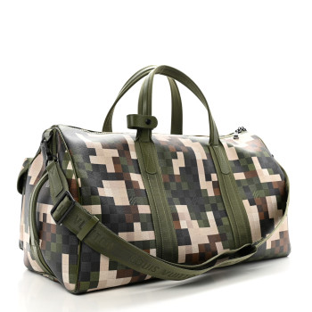 LOUIS VUITTON Damoflage Studded LV Trail Keepall Bandouliere 55 Green