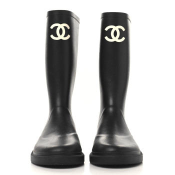 CHANEL Caoutchouk CC High Boots 40 Black