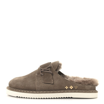 LOUIS VUITTON Monogram Fur LV Easy Mule 6 Brown