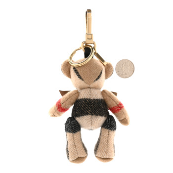 BURBERRY Cashmere Vintage Check Thomas Bear Bag Charm Antique Yellow
