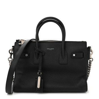 SAINT LAURENT Grained Calfskin Baby Supple Sac De Jour Black