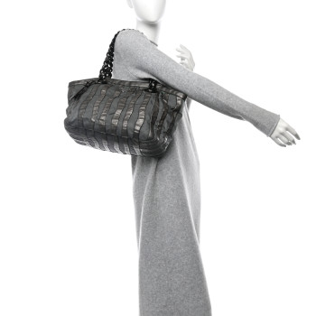 PRADA Metallic Nappa Tessuto Nylon Mordore Stripes Tote Ardesia Mord