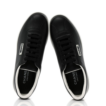 CHANEL Calfskin CC Womens Sneakers 38 Black