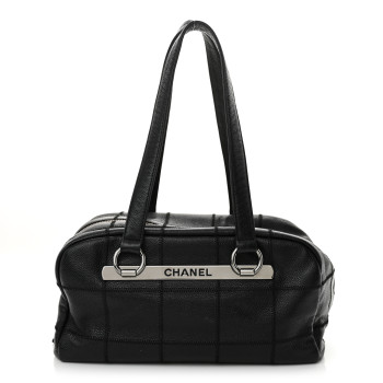 CHANEL Caviar Square Stitched Bowler Black