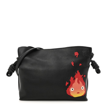 LOEWE X HOWLS MOVING CASTLE Satin Calfskin Flamenco Knot Clutch Black