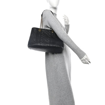BOTTEGA VENETA Lambskin Intrecciato Boutis MediumTote Black