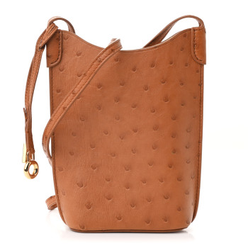 LORO PIANA Ostrich Bale Phone Case Cognac