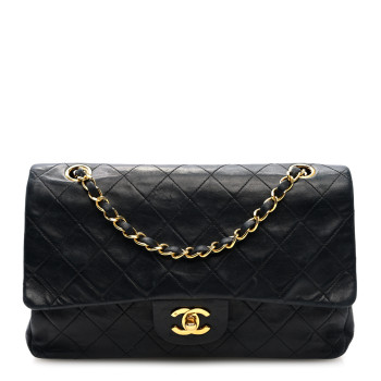 CHANEL Lambskin Quilted Medium Double Flap Black