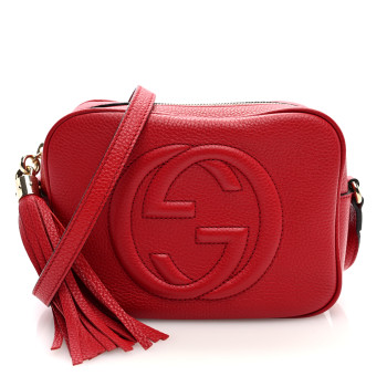 GUCCI Pebbled Calfskin Small Soho Disco Bag Vibrant Red