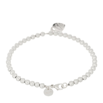 TIFFANY Sterling Silver Enamel 4mm Return To Tiffany Heart Tag Bead Bracelet Blue