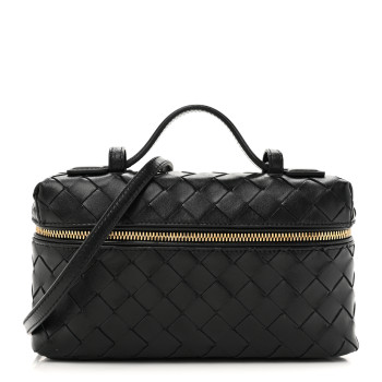 BOTTEGA VENETA Calfskin Intrecciato Bang Bang Vanity Case Black