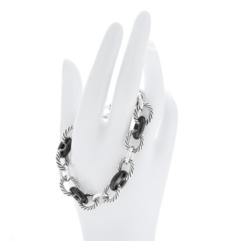 DAVID YURMAN Sterling Silver Ceramic 13mm Large Oval Link Bracelet Black