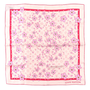 LOUIS VUITTON LV X TM Silk Monogram Cherry Blossom Square 70 Scarf Pink