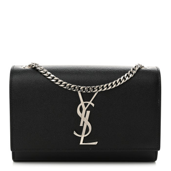 SAINT LAURENT Grain De Poudre Small Monogram Kate Satchel Black