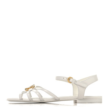 CHANEL Lambskin Crystal CC Sandals 37 White