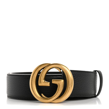 GUCCI Dollar Calfskin Interlocking G Belt 85 34 Black