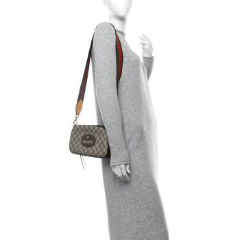GUCCI GG Supreme Monogram Web Neo Vintage Shoulder Bag Beige New Acero Crop