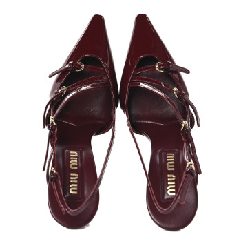 MIU MIU Vernice Buckle Slingback Pumps 37.5 Porpora